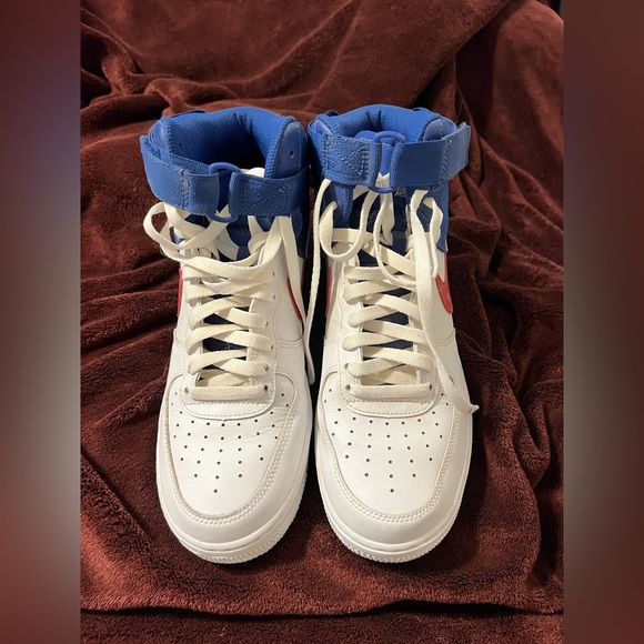 NIKE NBA Air Force 1, high, CLIPPERS, red/white/blue, only worn a couple times - Picture 7 of 8